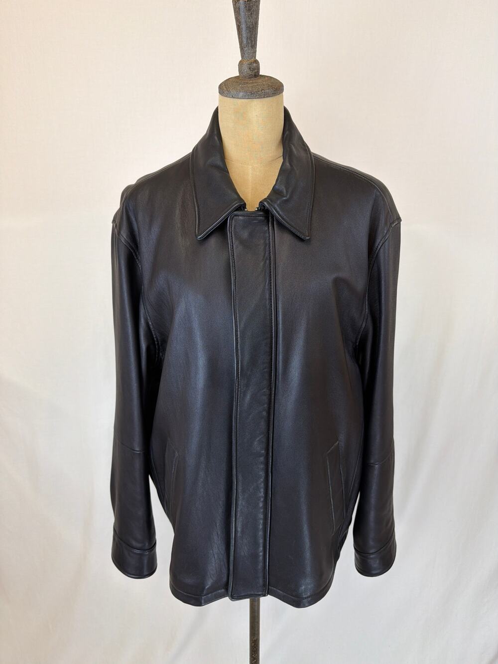 Jos. A. Bank Black Leather Jacket Large #0549